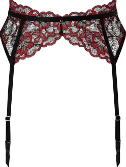 Sexy Lace Suspender Belt - Black/Red