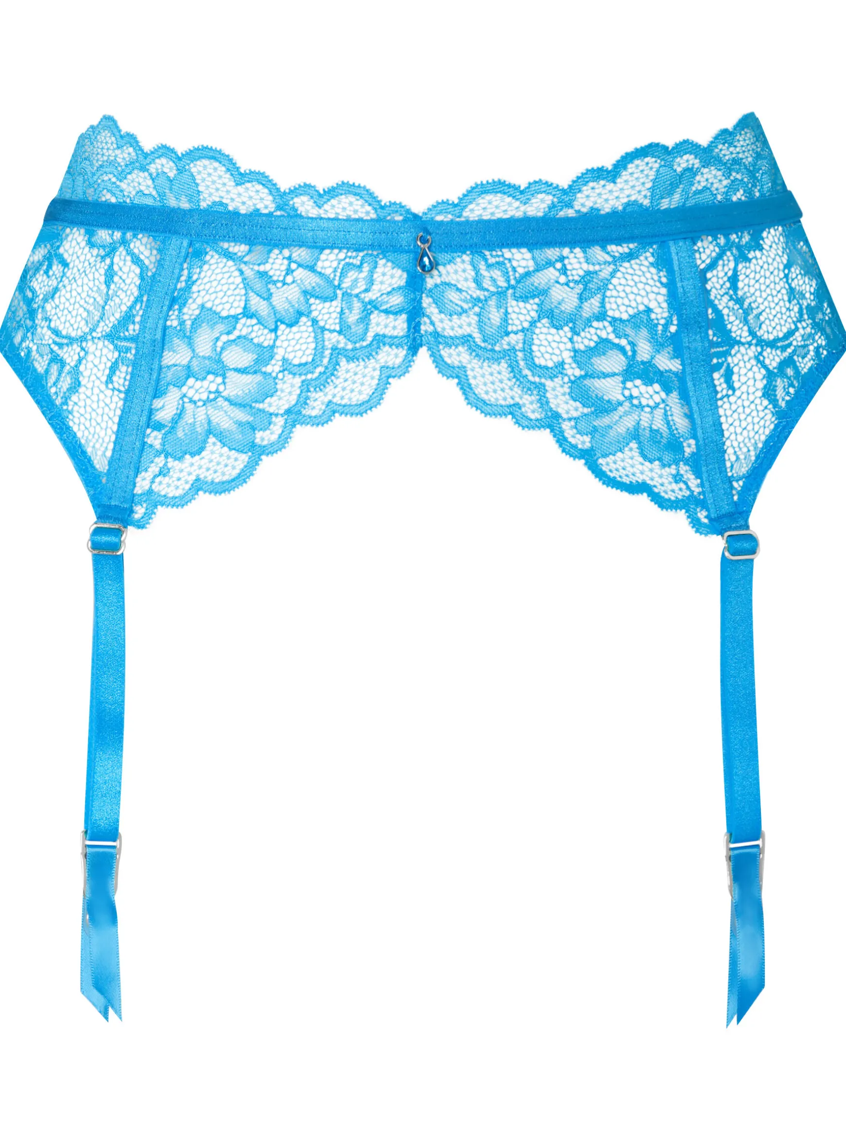 Sexy Lace Suspender Belt - Bright Blue