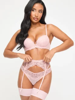 Sexy Lace Suspender Belt - Pale Pink