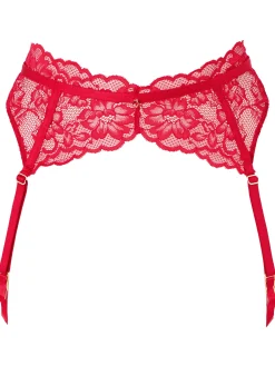 Sexy Lace Suspender Belt - Red