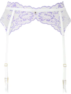 Sexy Lace Suspender Belt - White/Lilac