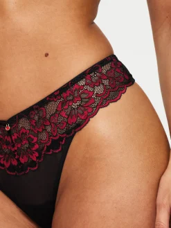 Sexy Lace Thong - Black/Red