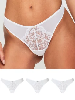 Sexy Lace Thong - Pack of 3 - White