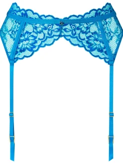 Sexy Lace Two Tone Suspender Belt - Turquoise