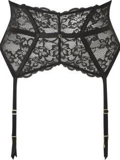 Sexy Lace Waspie Suspender - Black