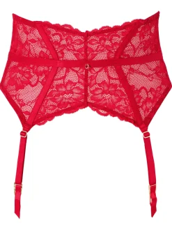 Sexy Lace Waspie Suspender - Red