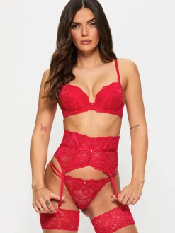 Sexy Lace Waspie Suspender - Red