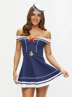 Sexy Sailor 2 Piece Costume with Hat - White