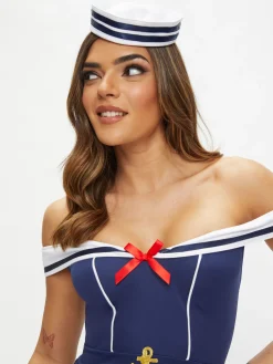 Sexy Sailor 2 Piece Costume with Hat - White