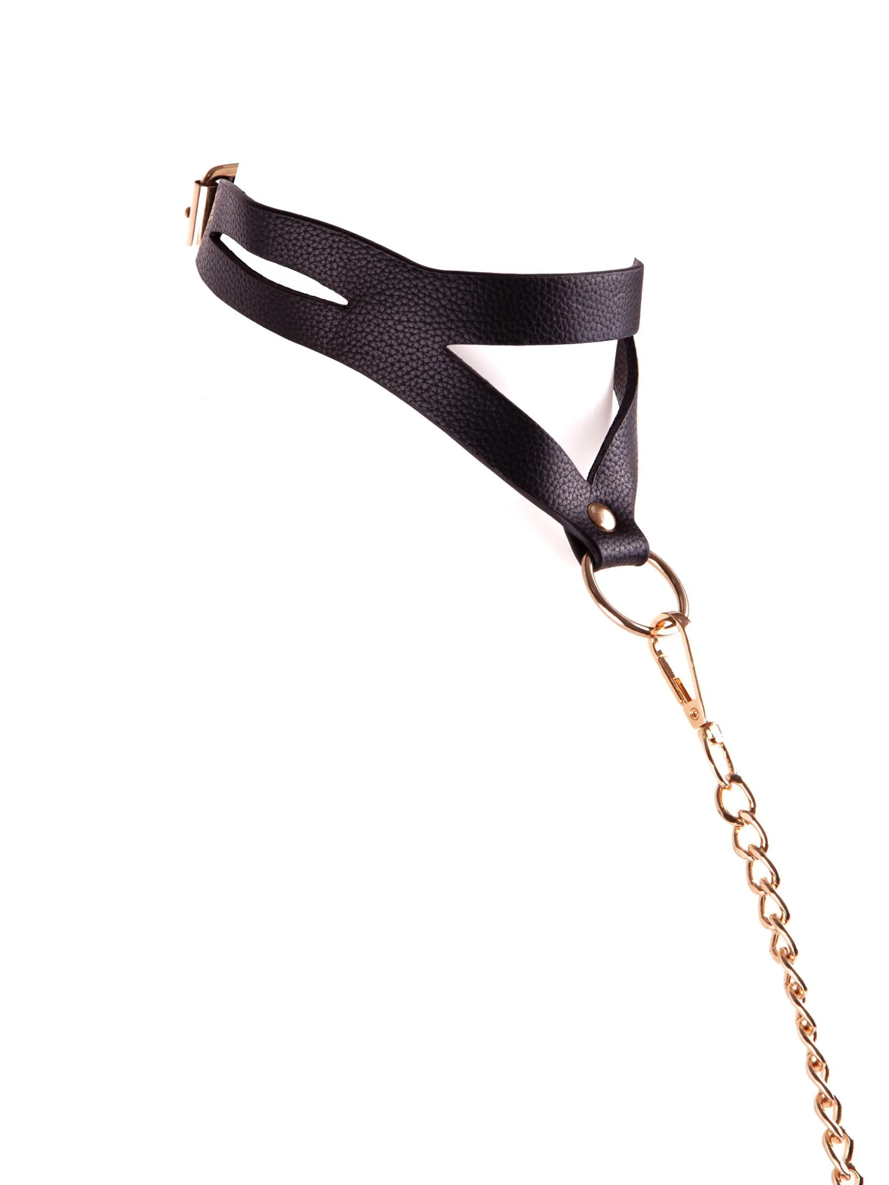 Signature Faux Leather Strappy Collar & Lead