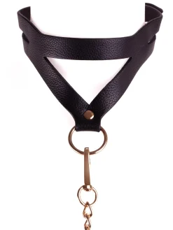 Signature Faux Leather Strappy Collar & Lead