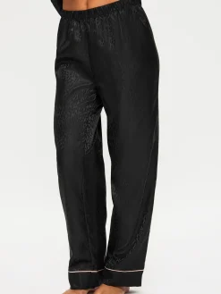 Signature Satin Pyjama Shirt & Trousers Set - Black
