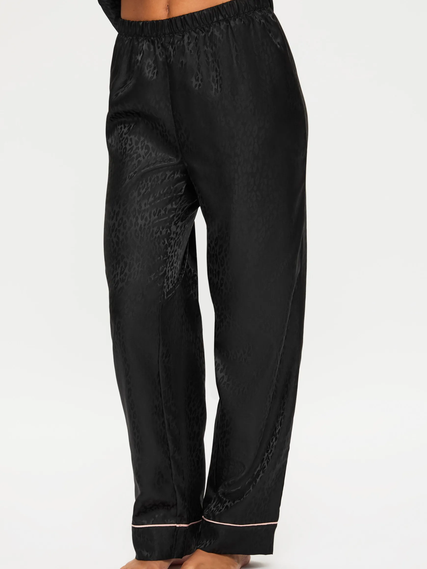 Signature Satin Pyjama Shirt & Trousers Set - Black
