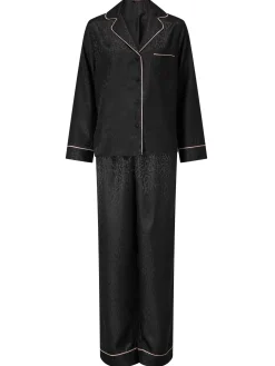 Signature Satin Pyjama Shirt & Trousers Set - Black