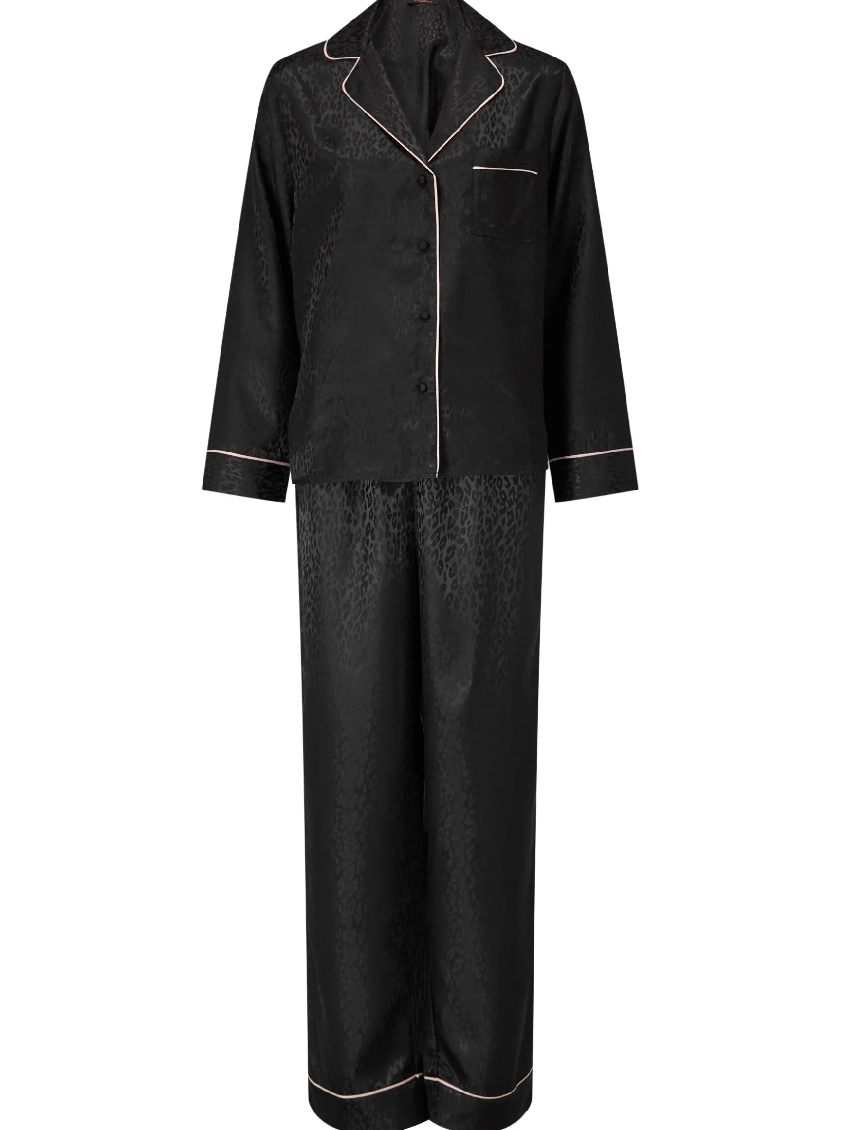 Signature Satin Pyjama Shirt & Trousers Set - Black