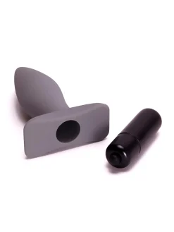 Slimline Vibrating Silicone Butt Plug with Removable Bullet