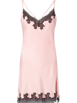 Sorella Satin Lace Trim Chemise Lingerie - Pale Pink