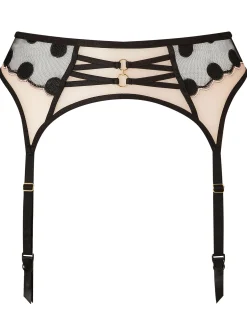 Sweetest Spot Embroidered Waspie Suspender - Black