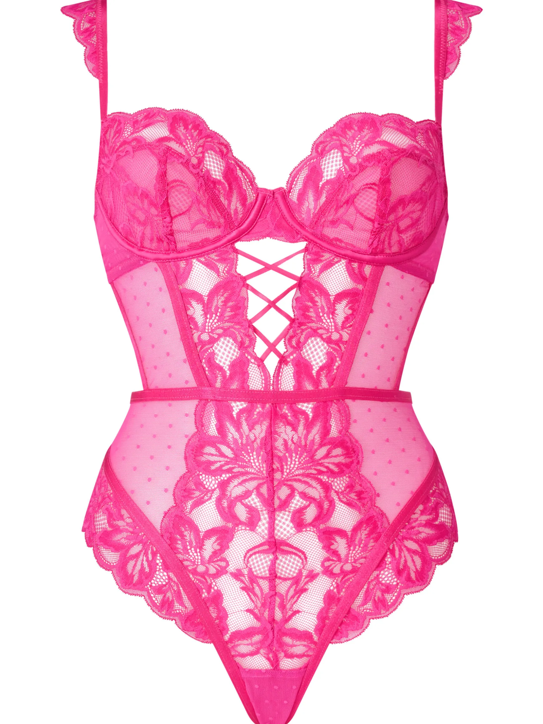 Sweet Romance Lace Underwired Lingerie Body - Pink