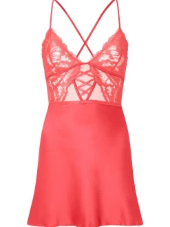 Sweet Surrender Satin Chemise Lingerie - Orange