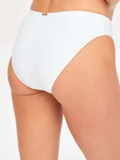 Swim Crinkle High Leg Bikini Bottom - White