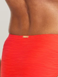 Swim Crinkle High Leg Bikini Bottom - Bright Orange