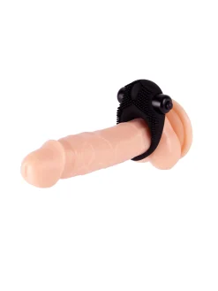 Textured Silicone Vibrating Cock Ring with Removable Bullet