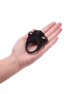 Textured Silicone Vibrating Cock Ring with Removable Bullet