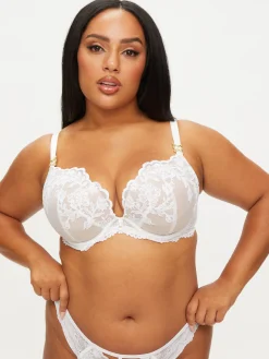 The Icon Fuller Bust Padded Plunge Bra - White