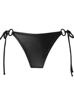 Tie Side PU Bikini Bottom - Black