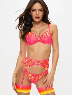 Tropical Oasis Suspender Belt - Bright Pink