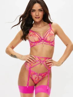 Tropical Tease Non Padded Plunge Bra - Bright Pink