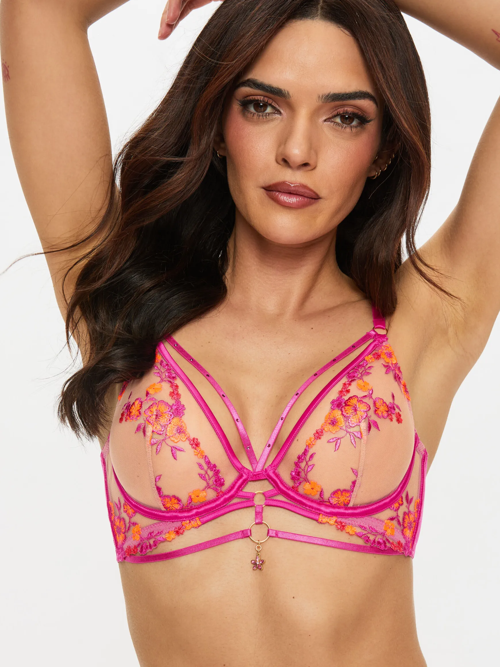 Tropical Tease Non Padded Plunge Bra - Bright Pink