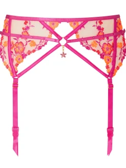 Tropical Tease Suspender Belt - Bright Pink