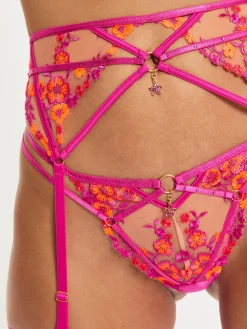 Tropical Tease Suspender Belt - Bright Pink