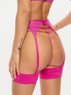 Tropical Tease Suspender Belt - Bright Pink