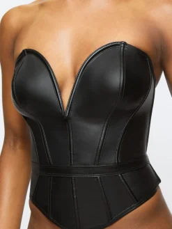 Truly PU Corset Top - Black