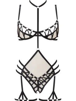 Unleashed Passion Crotchless Lingerie 3 Piece Set - Black