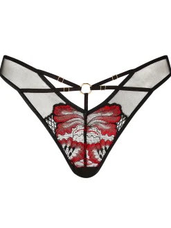 Untamed Seduction Lace Brazilian Knickers - Black/Red