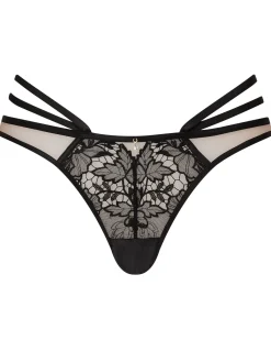 Untold Desire Foiled Lace Brazilian Knickers - Black