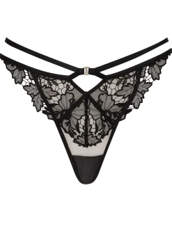 Untold Desire Foiled Lace Thong - Black