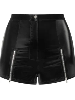 Wild Allure PU Short with Zip Detail - Black