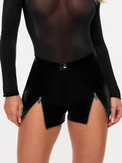 Wild Allure PU Short with Zip Detail - Black