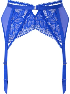 Yours Truly Lace Suspender Belt - Cobalt