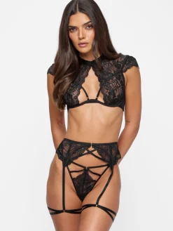 Zayna Crotchless Set - Black